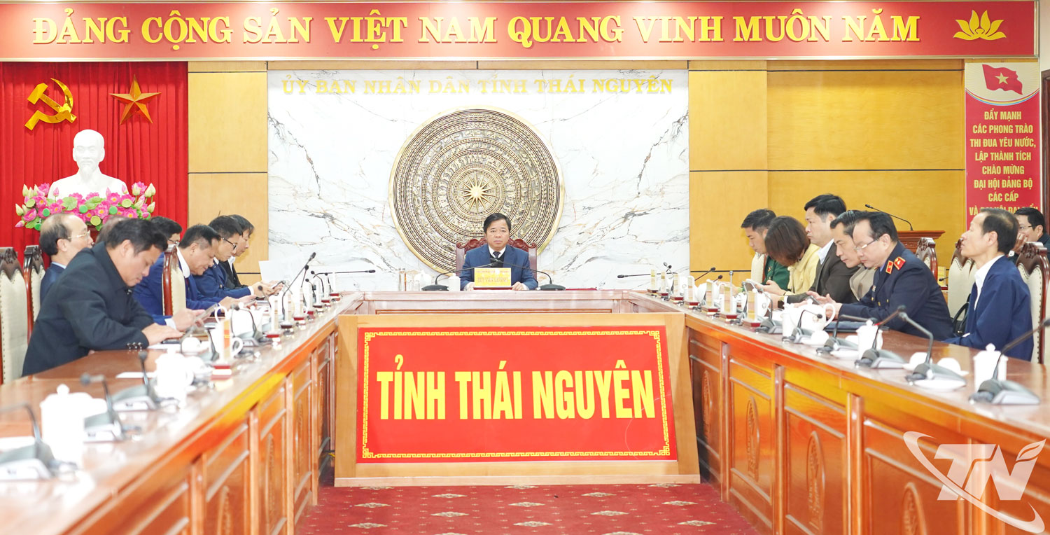 C&aacute;c đại biểu dự Hội nghị tại điểm cầu Th&aacute;i Nguy&ecirc;n.