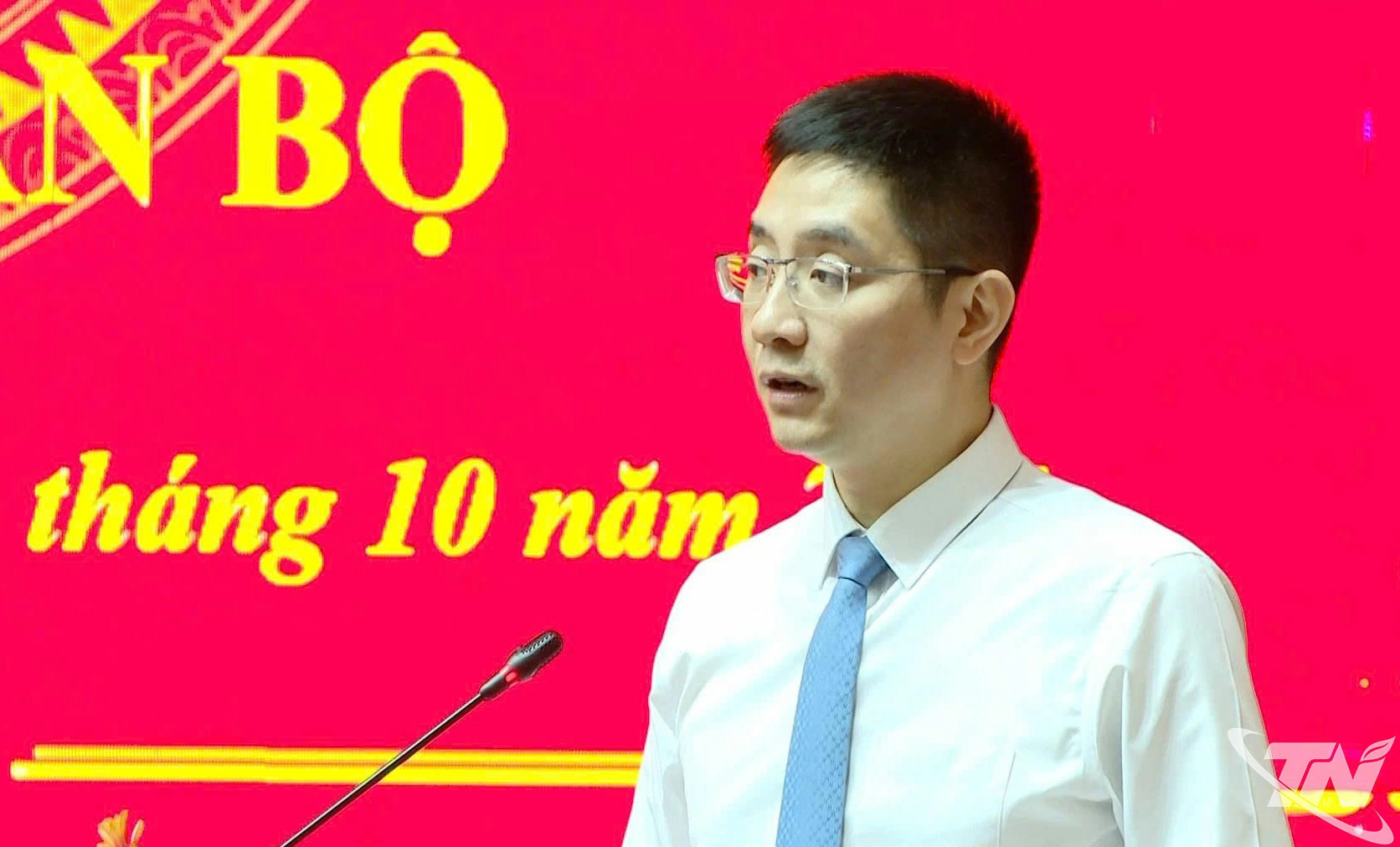 Đồng chí Phạm Hoài Nam phát biểu nhận nhiệm vụ.