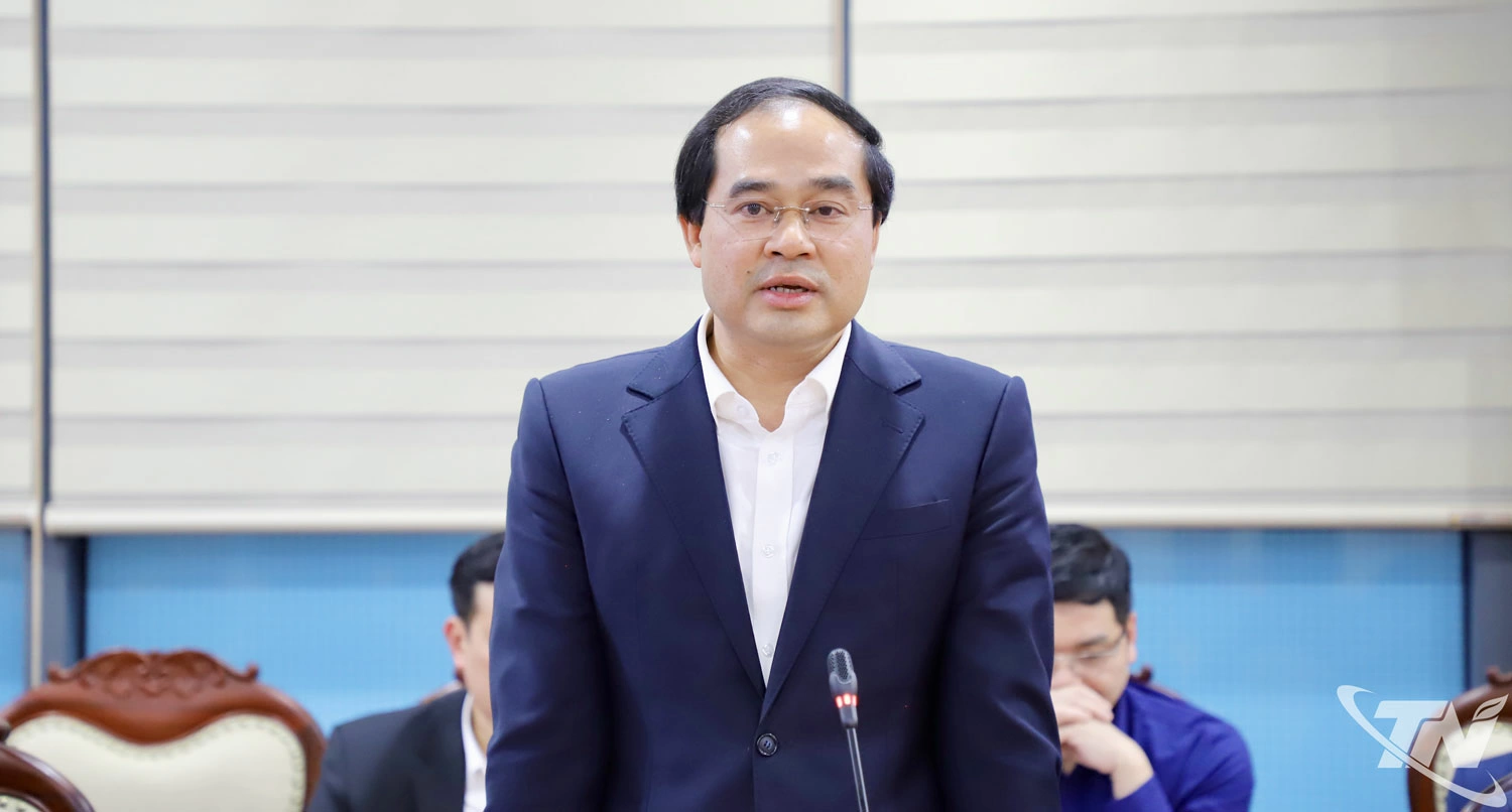 B&iacute; thư Tỉnh ủy Trịnh Xu&acirc;n Trường ph&aacute;t biểu tại chương tr&igrave;nh.