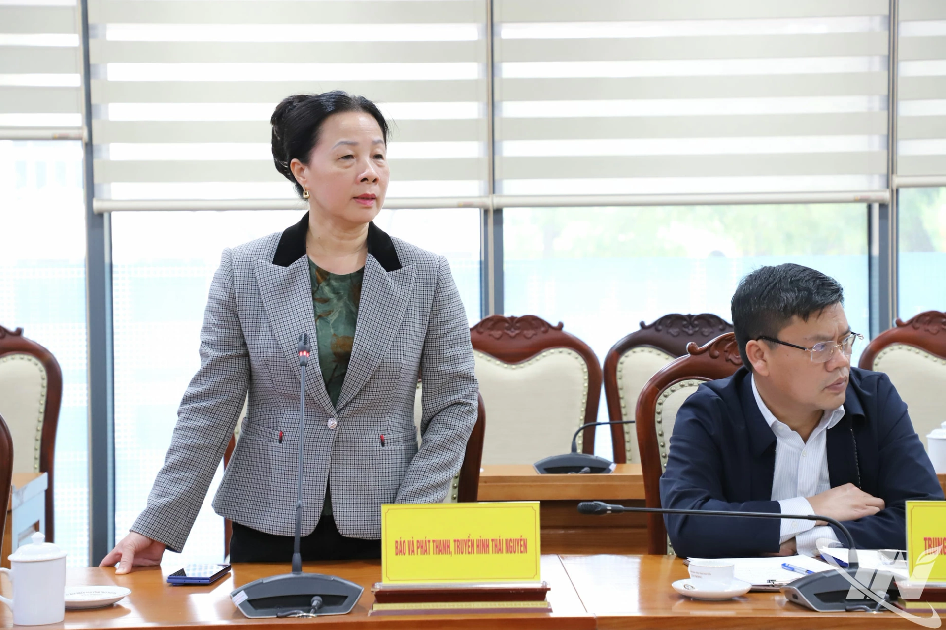 Lãnh đạo Báo và Phát thanh, Truyền hình Thái Nguyên phát biểu.