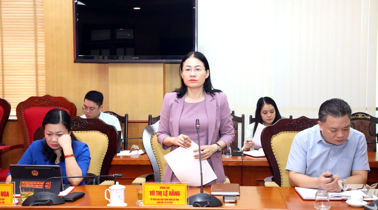 Lãnh đạo Sở Tư pháp báo cáo Dự thảo đề cương công tác xây dựng, thi hành pháp luật trên địa bàn tỉnh Thái Nguyên giai đoạn 2026 - 2031