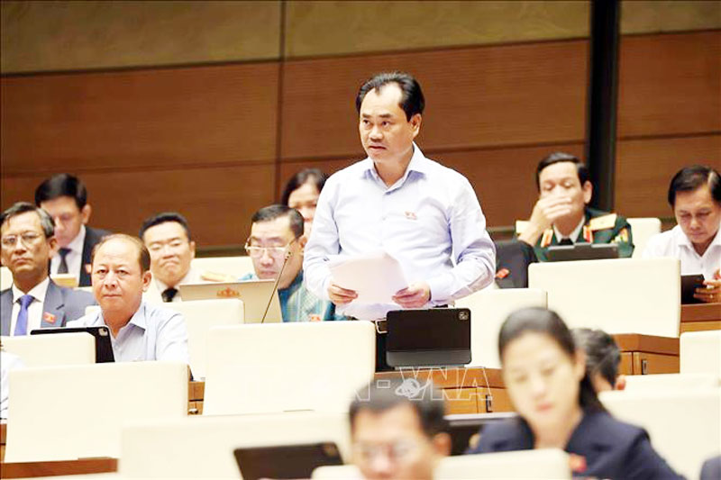 Bộ trưởng Bộ Nông nghiệp và Môi trưởng Trịnh Việt Hùng phát biểu giải trình, làm rõ một số vấn đề đại biểu Quốc hội nêu. Ảnh: An Đăng/TTXVN