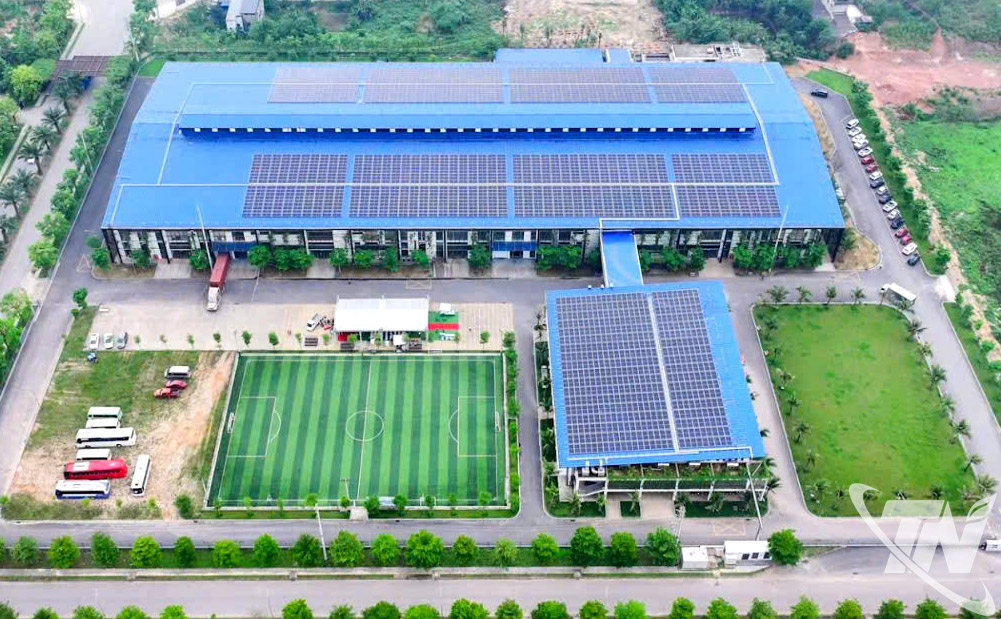 Hệ thống điện áp mái năng lượng mặt trời được đầu tư lắp đặt tại Nhà máy TNG Việt Thái   (Cụm công nghiệp Sơn Cẩm).