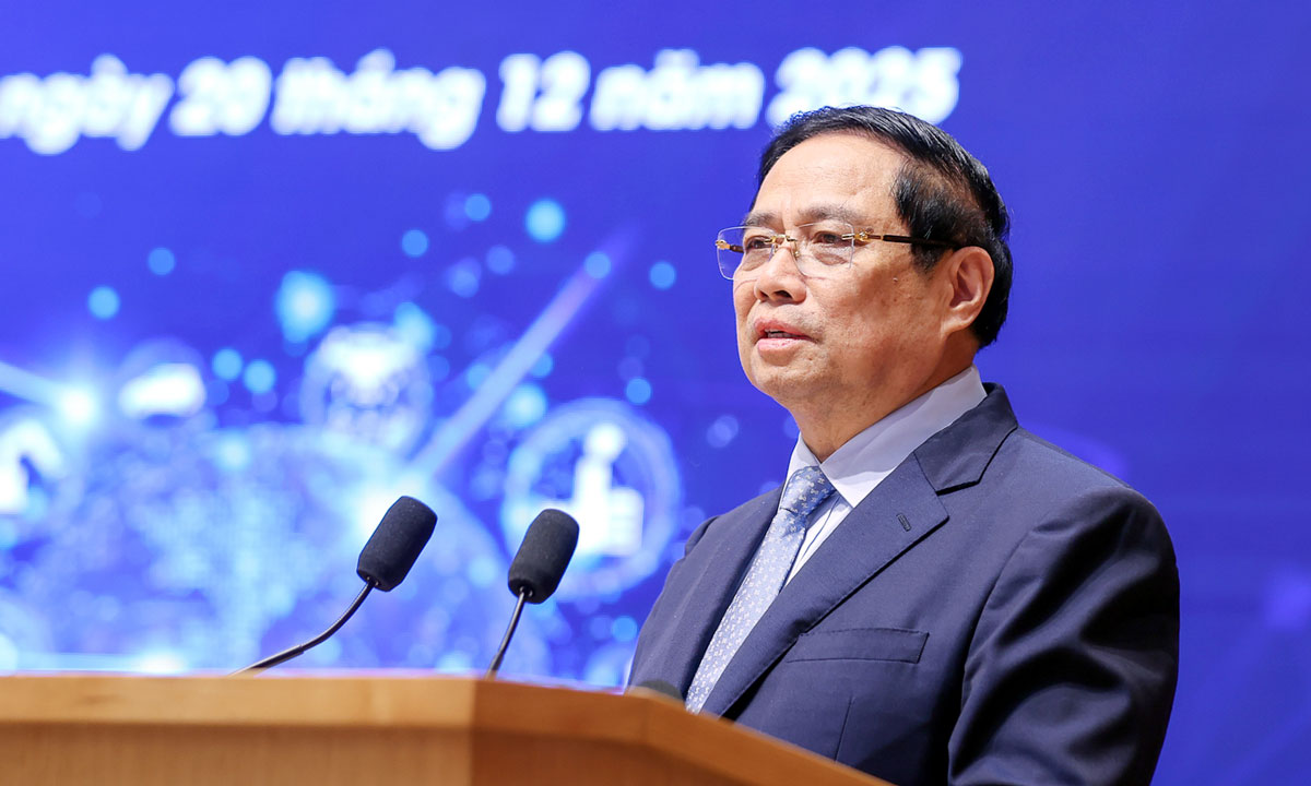 Thủ tướng Ch&iacute;nh phủ Phạm Minh Ch&iacute;nh ph&aacute;t biểu tại Diễn đ&agrave;n.