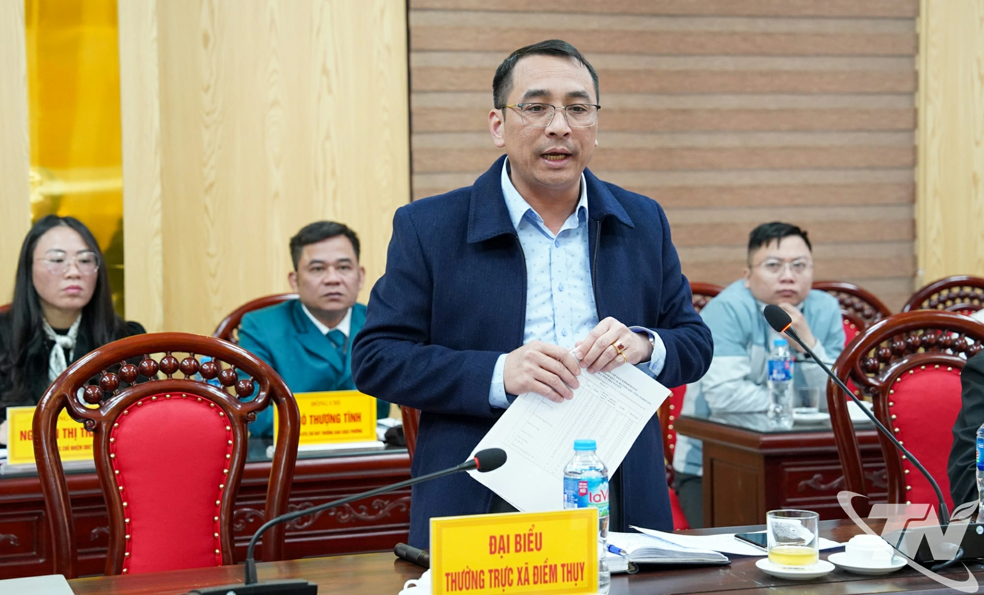 L&atilde;nh đạo x&atilde; Điềm Thuy b&aacute;o c&aacute;o tiến độ giải ph&oacute;ng mặt bằng Dự &aacute;n KCN Y&ecirc;n B&igrave;nh 2 phần diện t&iacute;ch thuộc địa b&agrave;n phường quản l&yacute;.