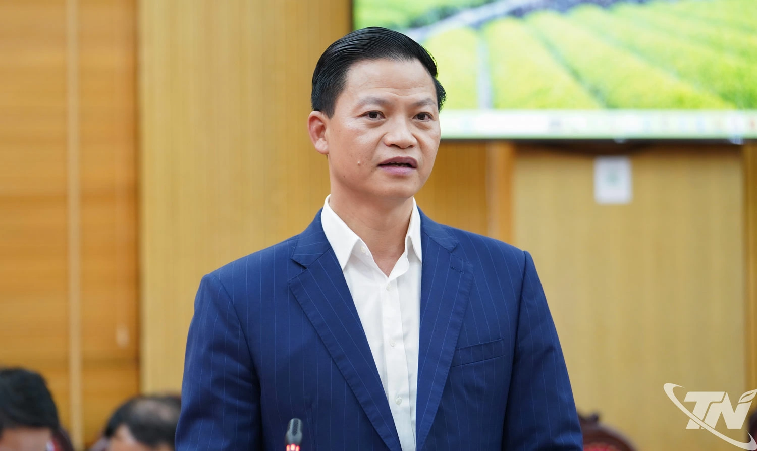 Đồng chí Chủ tịch UBND tỉnh Vương Quốc Tuấn phát biểu tại Hội nghị.