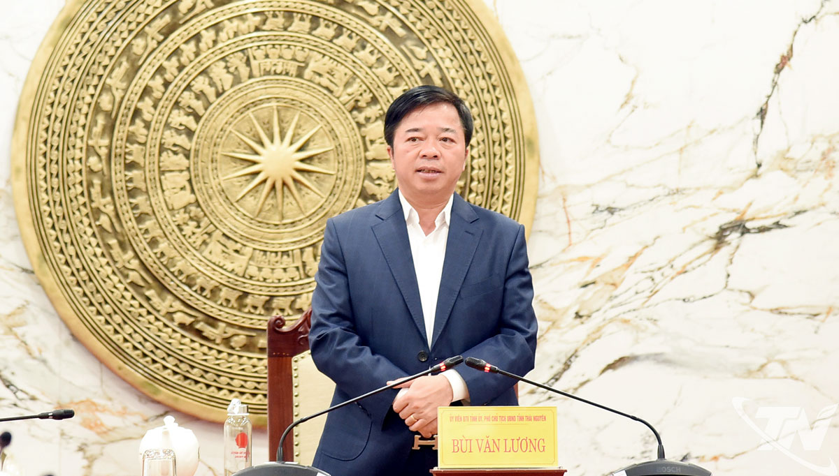 Đồng ch&iacute; B&ugrave;i Văn Lương, Ủy vi&ecirc;n Ban Thường vụ Tỉnh ủy, Ph&oacute; Chủ tịch Thường trực UBND tỉnh kết luận buổi l&agrave;m việc.