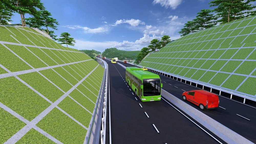 Được khởi công từ giữa tháng 3-2025, tuyến cao tốc Chợ Mới - Bắc Kạn với tổng vốn đầu tư trên 5.700 tỷ đồng dự kiến sẽ được hoàn thành trong năm 2026. Trong ảnh: Phối cảnh tuyến cao tốc.