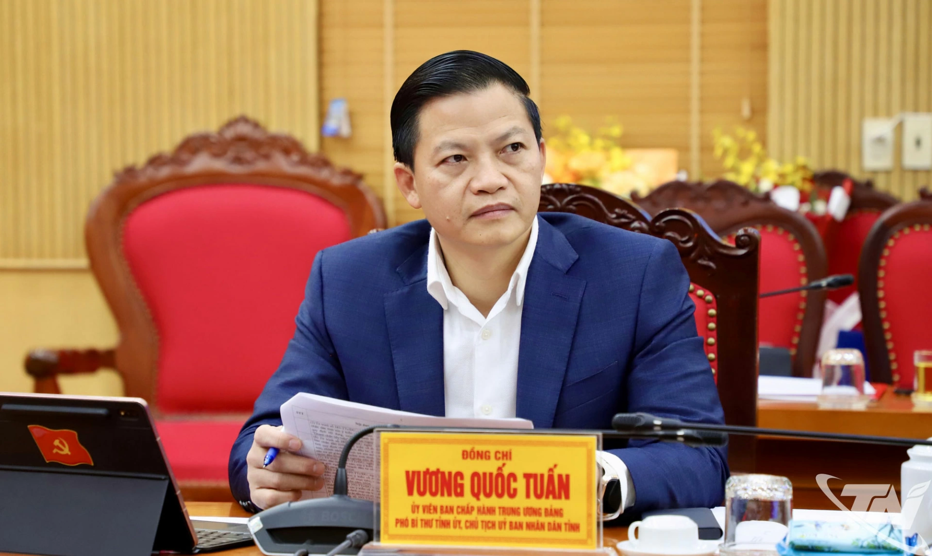 Đồng ch&iacute; Vương Quốc Tuấn, Ủy vi&ecirc;n BCH Trung ương Đảng, Chủ tịch UBND tỉnh dự Hội nghị.