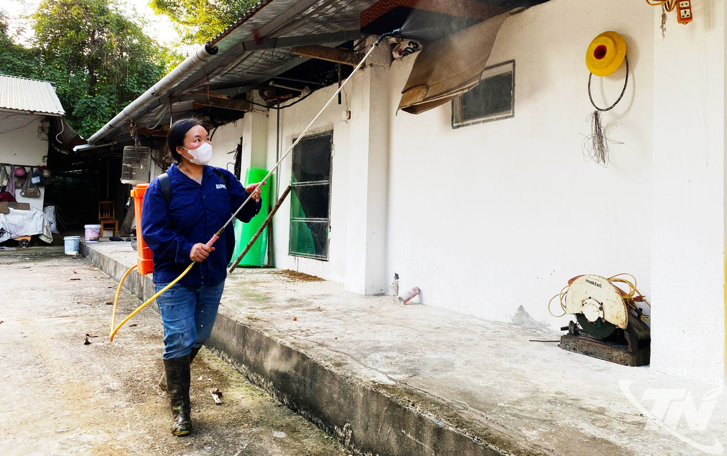 Hộ chăn nu&ocirc;i ở x&atilde; Ph&uacute; Lương tiến h&agrave;nh vệ sinh, ti&ecirc;u tr&ugrave;ng khử độc chuồng trại theo hướng dẫn của ng&agrave;nh N&ocirc;ng nghiệp - M&ocirc;i trường.