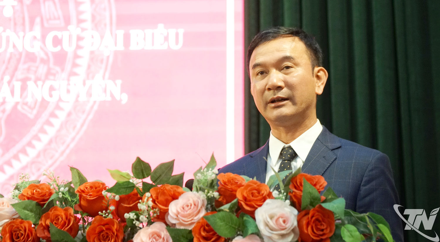 Ứng cử viên Phạm Quang Anh trình bày chương trình hành động tại Hội nghị.