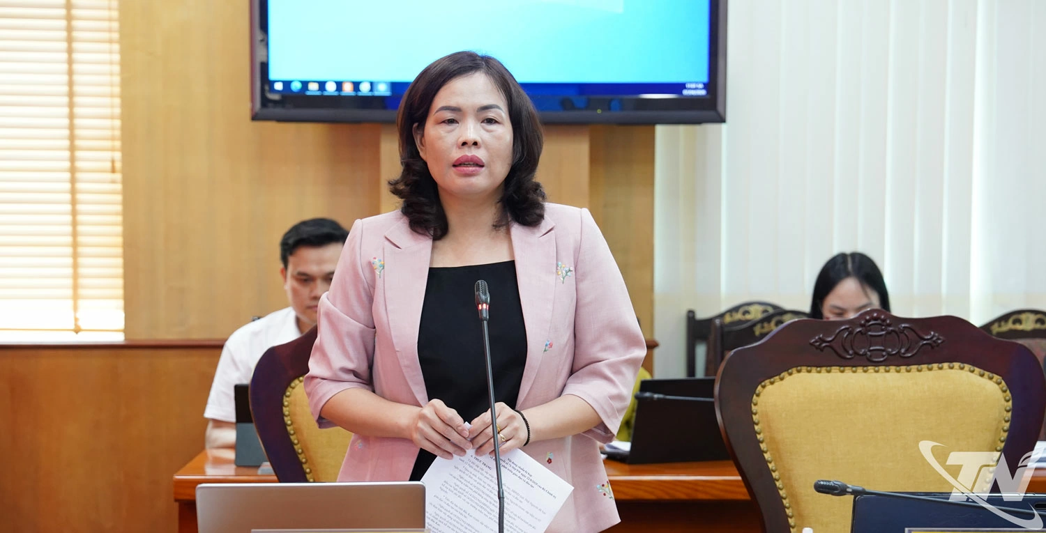 Đồng chí Phó Chủ tịch HĐND tỉnh Trần Thị Lộc phát biểu tại Phiên họp.