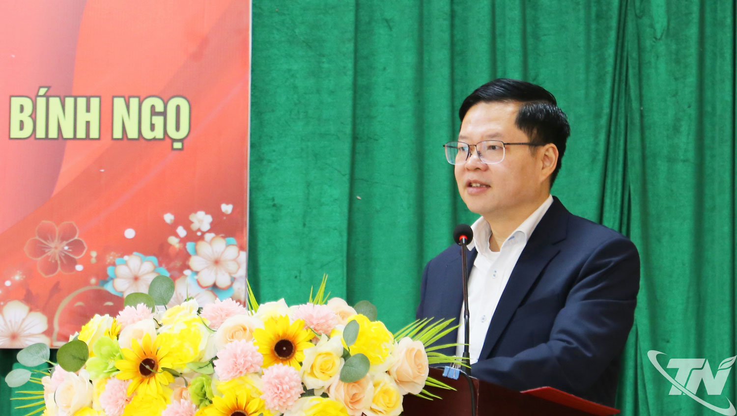 Đồng ch&iacute; Đinh Quang Tuy&ecirc;n, Ph&oacute; B&iacute; thư Tỉnh ủy, Chủ tịch Ủy ban MTTQ Việt Nam tỉnh, ph&aacute;t biểu tại Chương tr&igrave;nh.