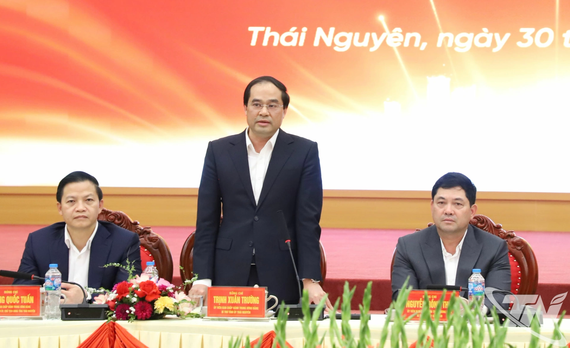 Đồng chí Bí thư Tỉnh ủy Thái Nguyên Trịnh Xuân Trường phát biểu.