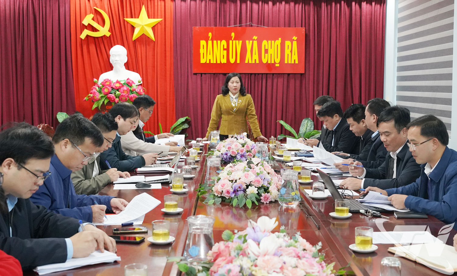 Đồng ch&iacute; Đỗ Thị Minh Hoa chủ tr&igrave; buổi l&agrave;m việc.