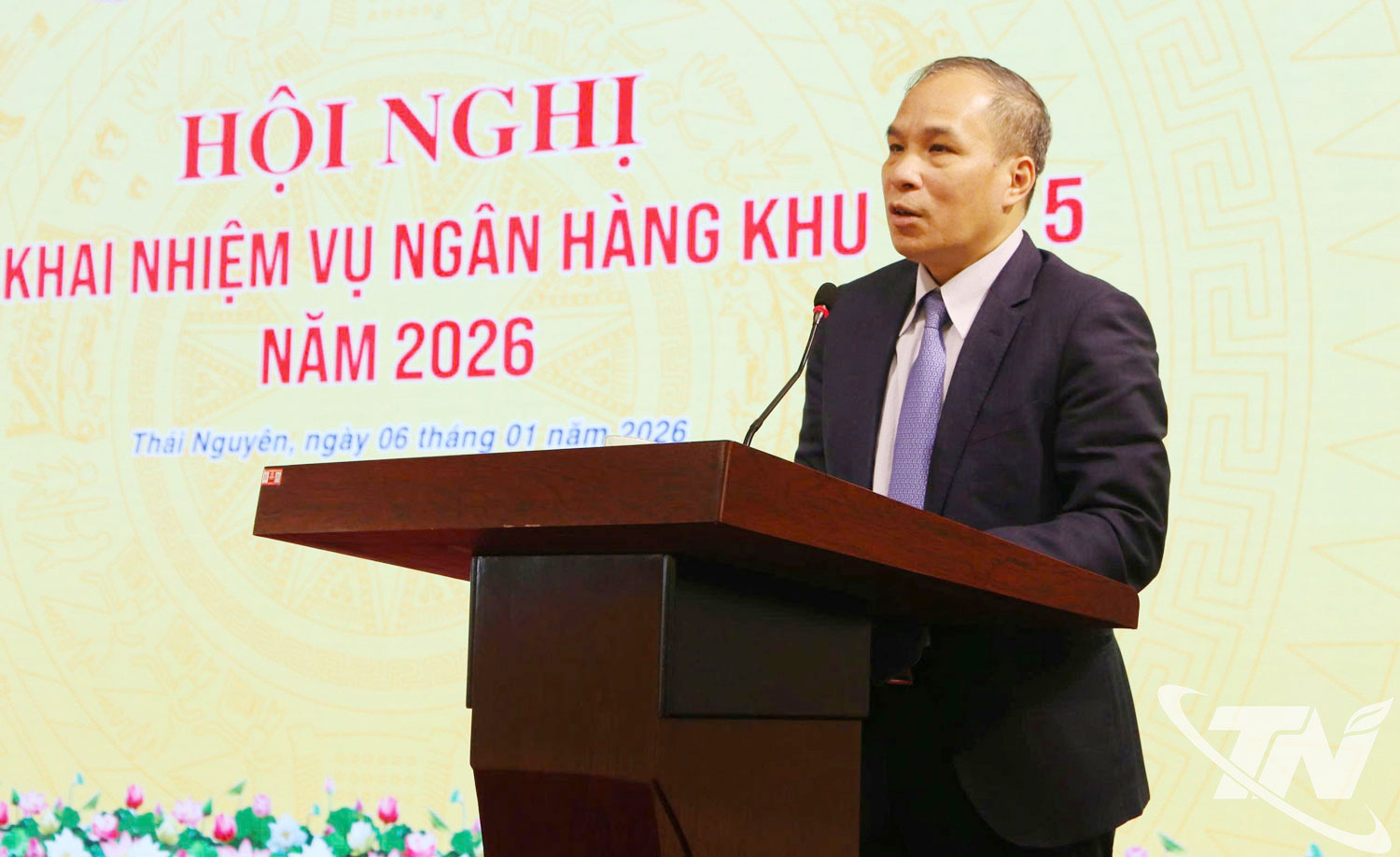 Đồng chí Đoàn Thái Sơn, Phó Thống đốc Thường trực NHNN Việt Nam, phát biểu tại Hội nghị.