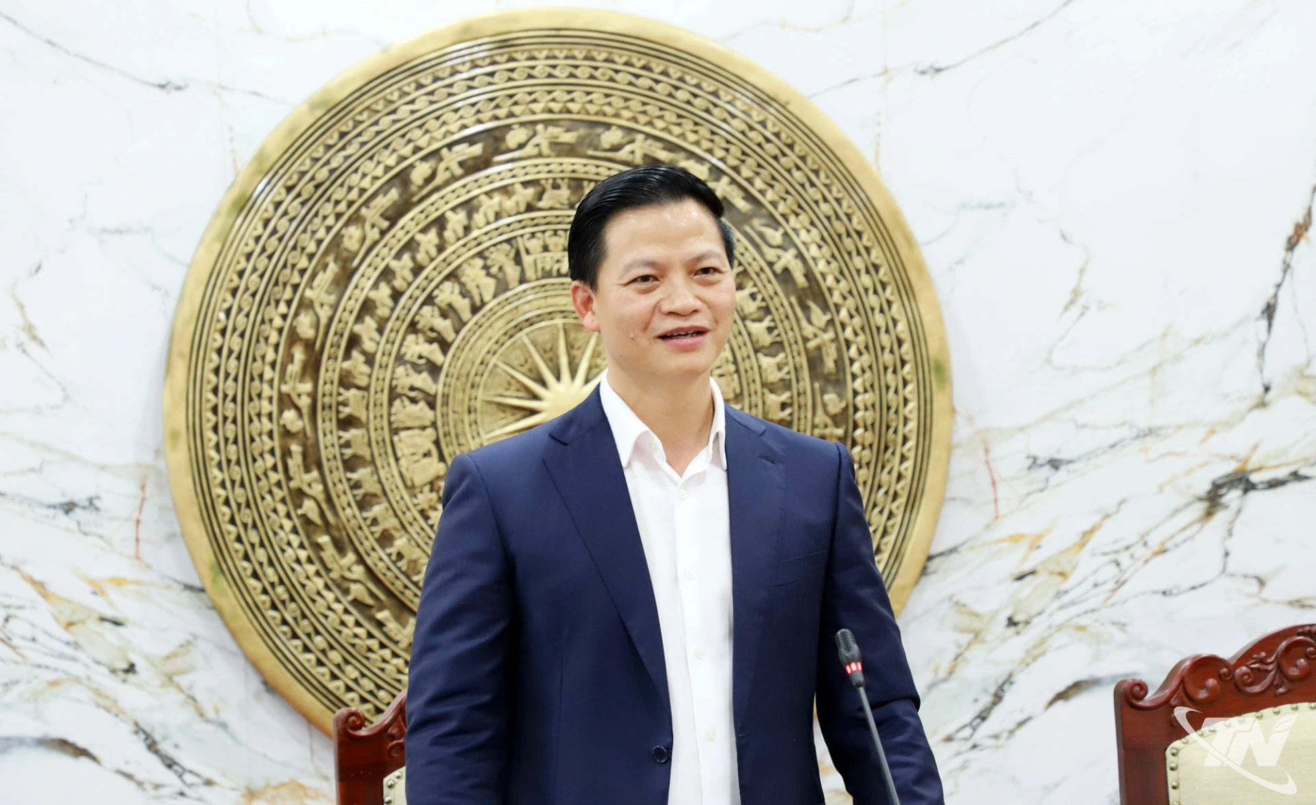 Đồng chí Chủ tịch UBND tỉnh Thái Nguyên Vương Quốc Tuấn phát biểu tại Hội nghị.