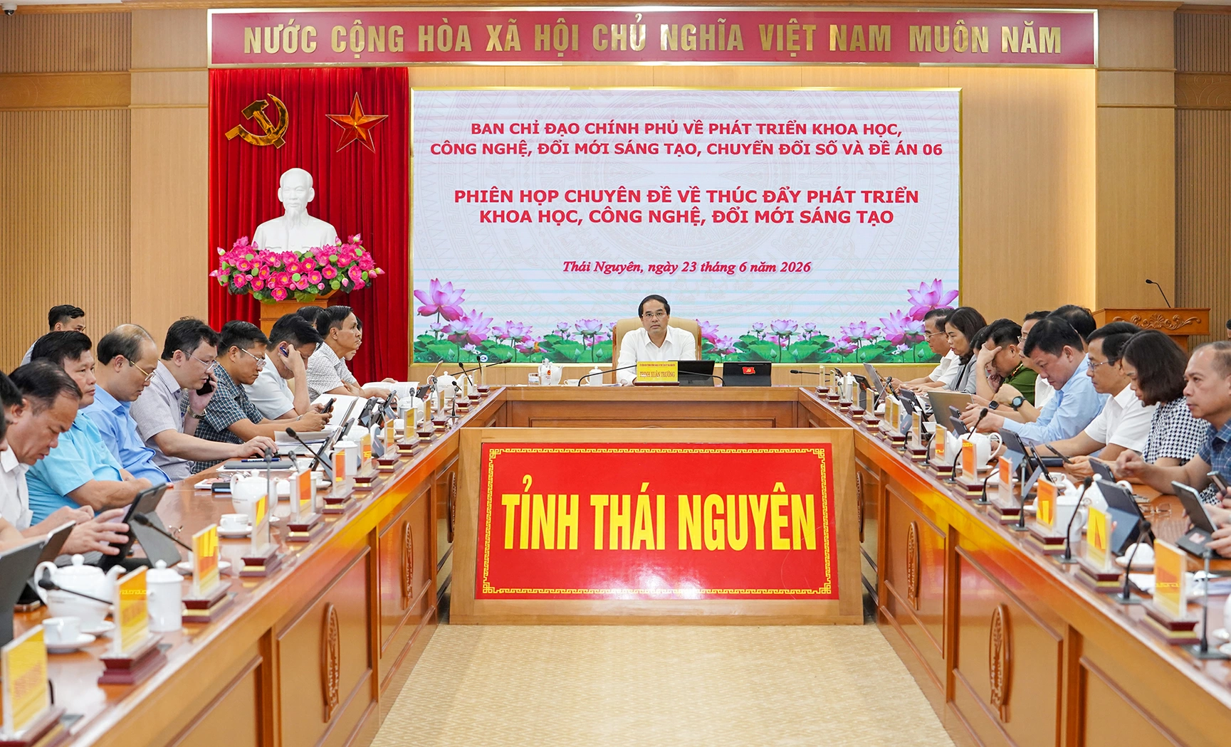 Các đại biểu dự tại điểm cầu tỉnh Thái Nguyên.