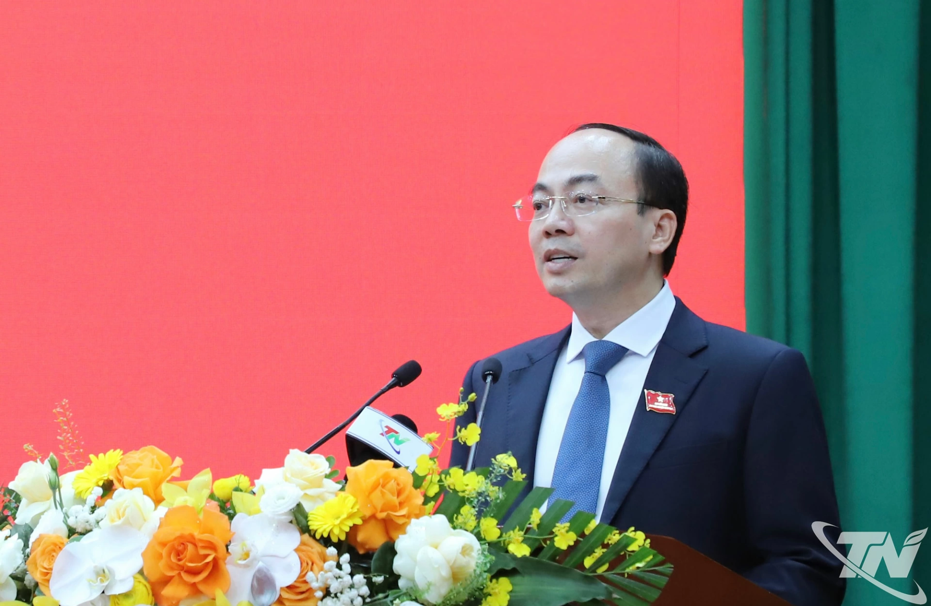 Đồng chí Nguyễn Đăng Bình, Phó Bí thư Thường trực Tỉnh ủy, Chủ tịch HĐND tỉnh, phát biểu tại Hội nghị.