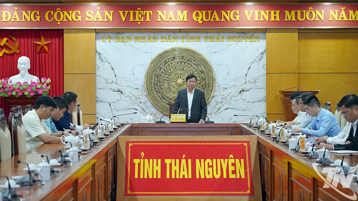 Đồng chí Bùi Văn Lương, Ủy viên Ban Thường vụ Tỉnh ủy, Phó Chủ tịch UBND tỉnh chủ trì buổi làm việc