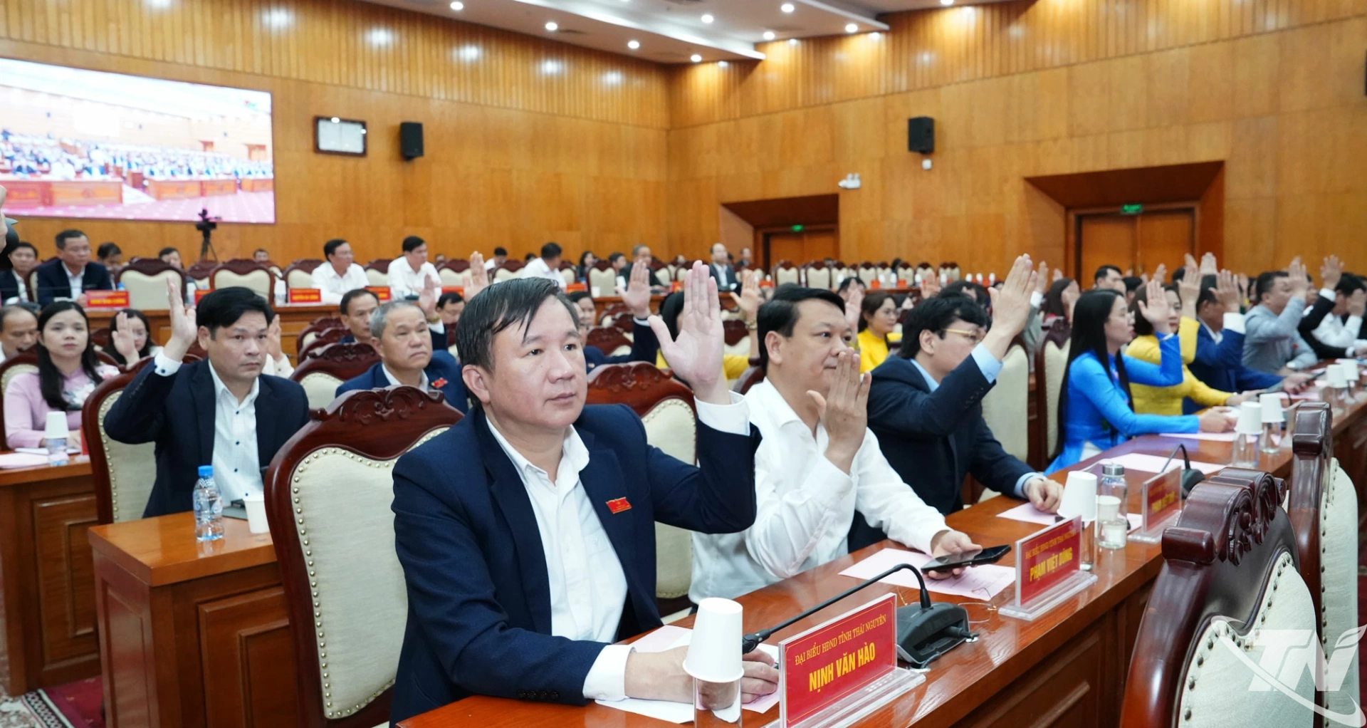 Đại biểu biểu quyết thông qua Nghị quyết về việc xác nhận kết quả bầu chức danh Phó Chủ tịch UBND tỉnh đối với đồng chí Dương Văn Lượng.