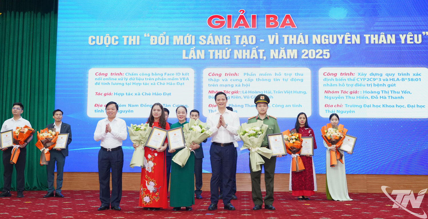 trao giải cho 10 công trình đoạt giải Cuộc thi “Đổi mới sáng tạo - Vì Thái Nguyên thân yêu” lần thứ nhất, năm 2025