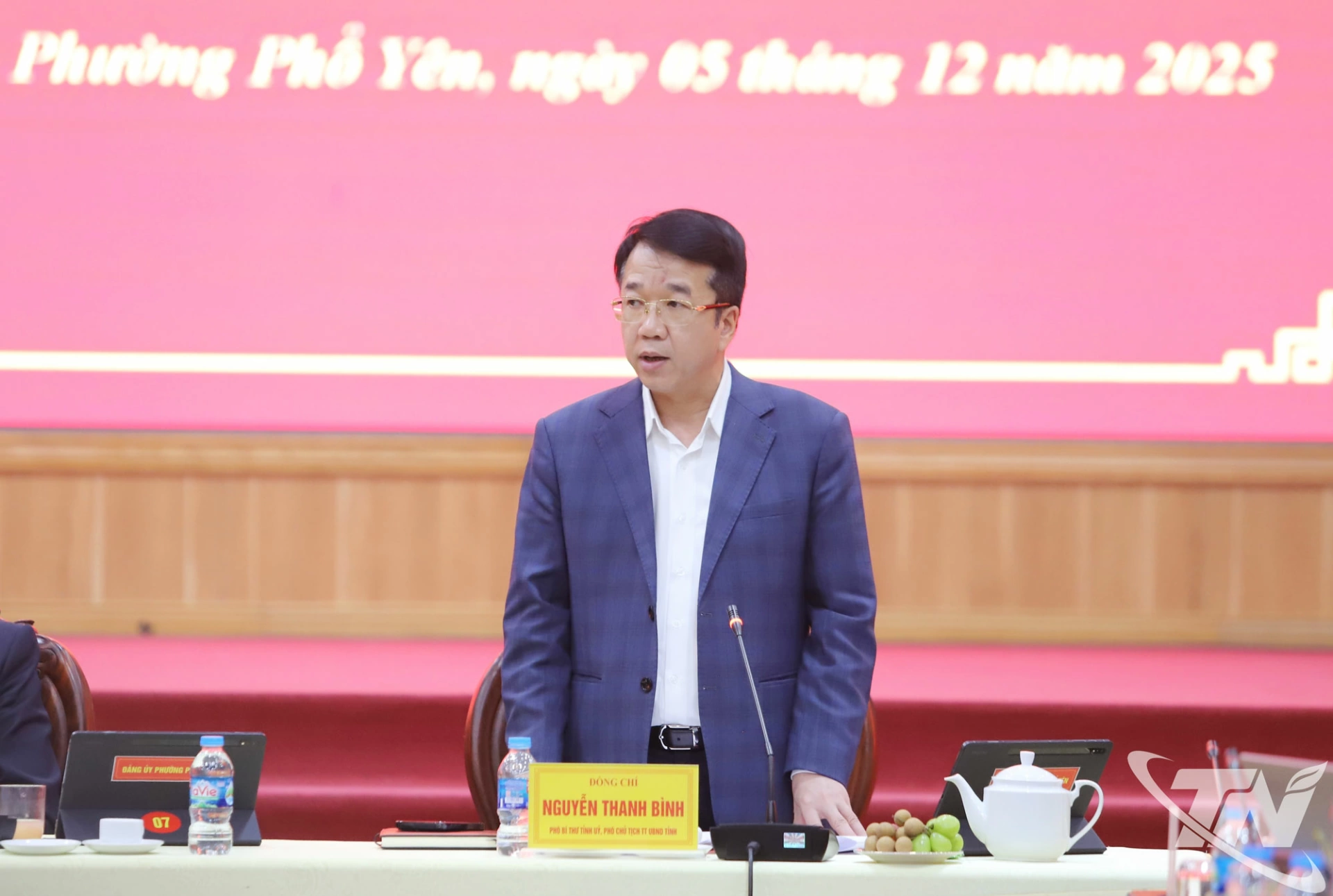 Đồng chí Nguyễn Thanh Bình, Phó Bí thư Tỉnh ủy, Phó Chủ tịch Thường trực UBND tỉnh, phát biểu tại Hội nghị.