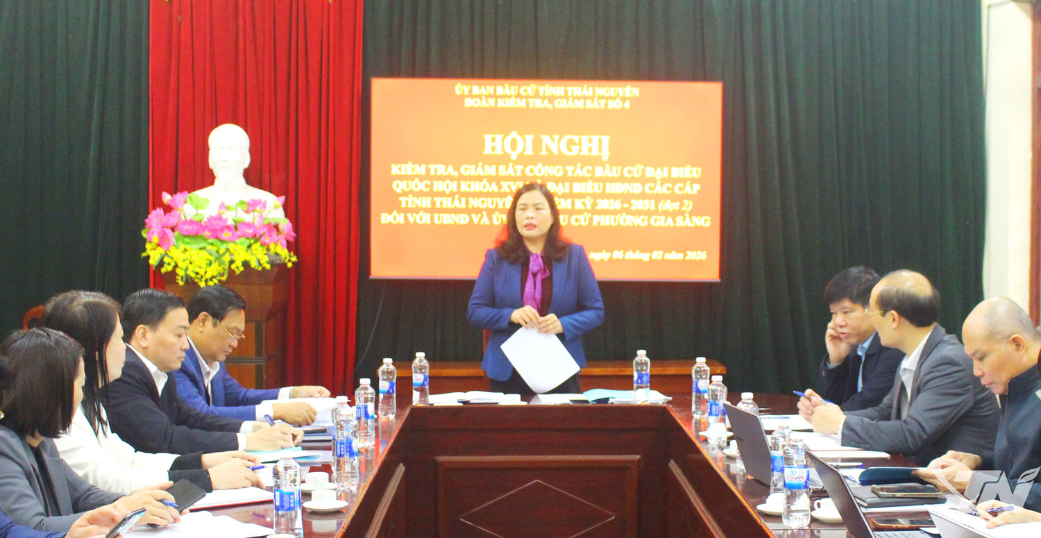 Đồng chí Trần Thị Lộc, Ủy viên Ban Thường vụ Tỉnh ủy, Phó Chủ tịch HĐND tỉnh, kiểm tra công tác chuẩn bị bầu cử tại phường Gia Sàng.