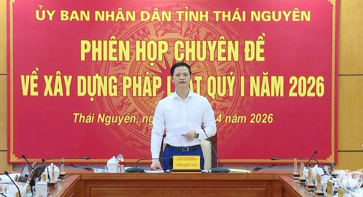 Đồng chí Chủ tịch UBND tỉnh Thái Nguyên phát biểu kết luận Phiên họp
