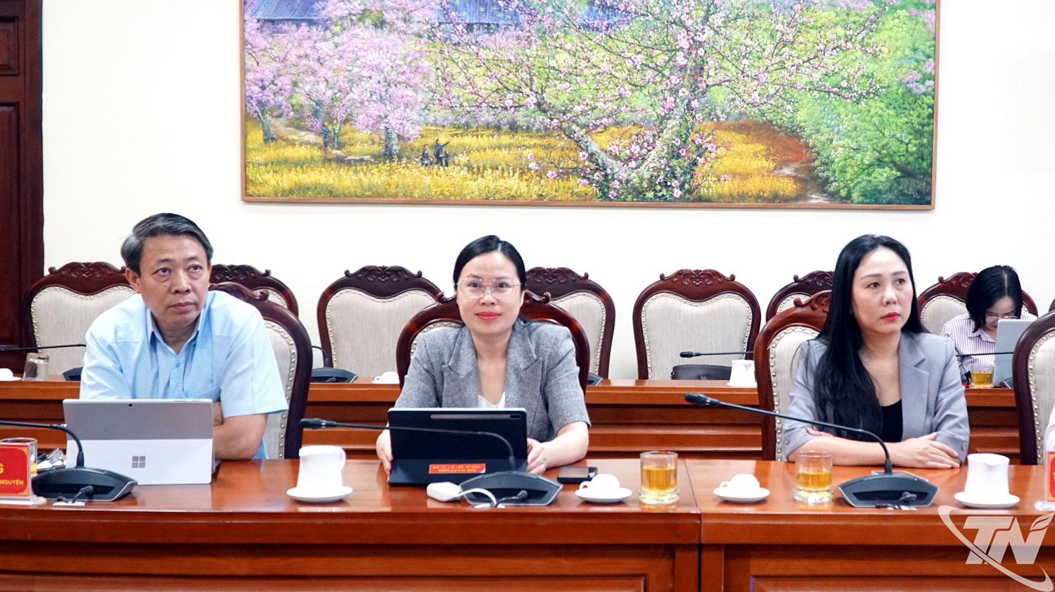 Các đại biểu tham dự hội nghị tại điểm cầu Thái Nguyên.