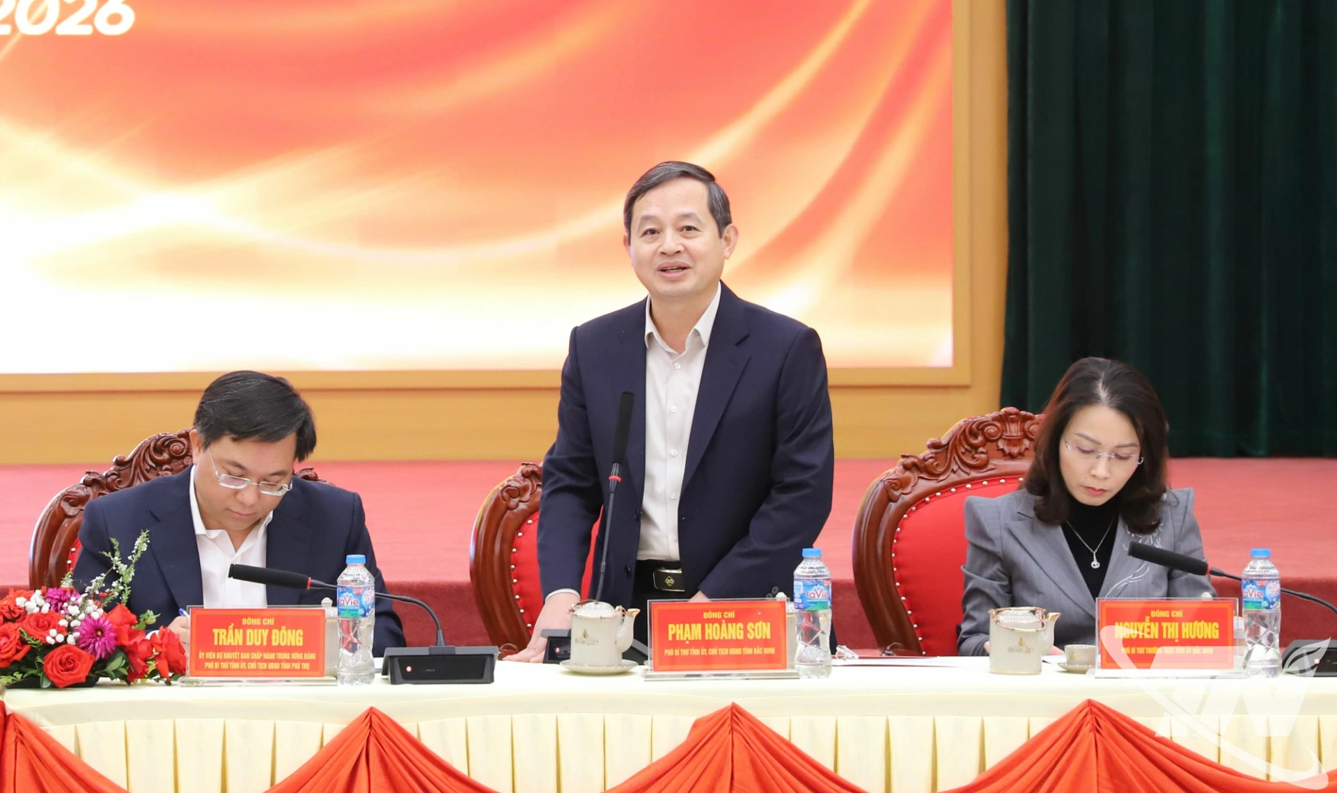 Đồng chí Chủ tịch UBND tỉnh Bắc Ninh Phạm Hoàng Sơn phát biểu.