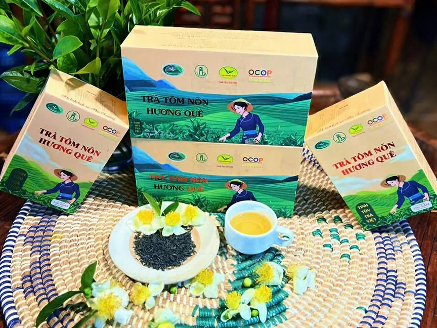 Sản phẩm Trà Tôm nõn Hương Quê đã được Bộ Nông nghiệp và Môi trường trao giấy chứng nhận sản phẩm OCOP 5 sao cấp quốc gia.