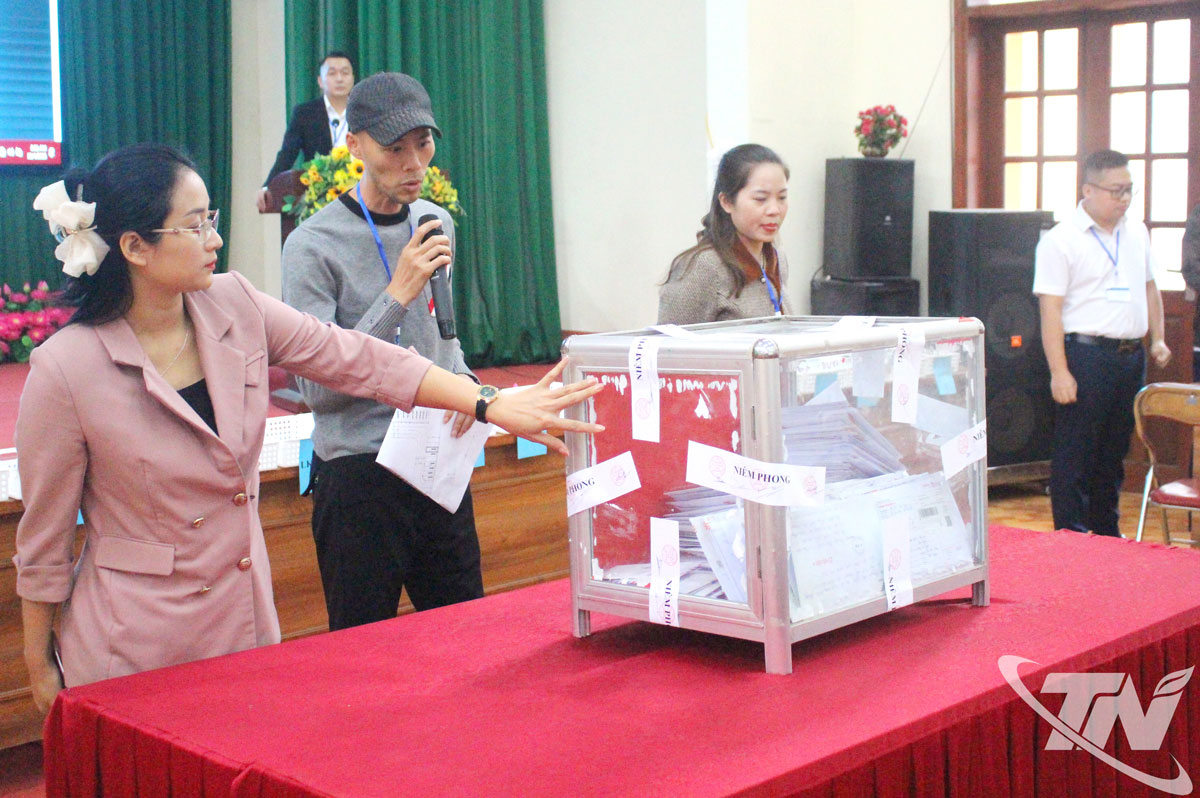 Người tham gia đấu giá kiểm tra sự bảo mật của hòm phiếu.