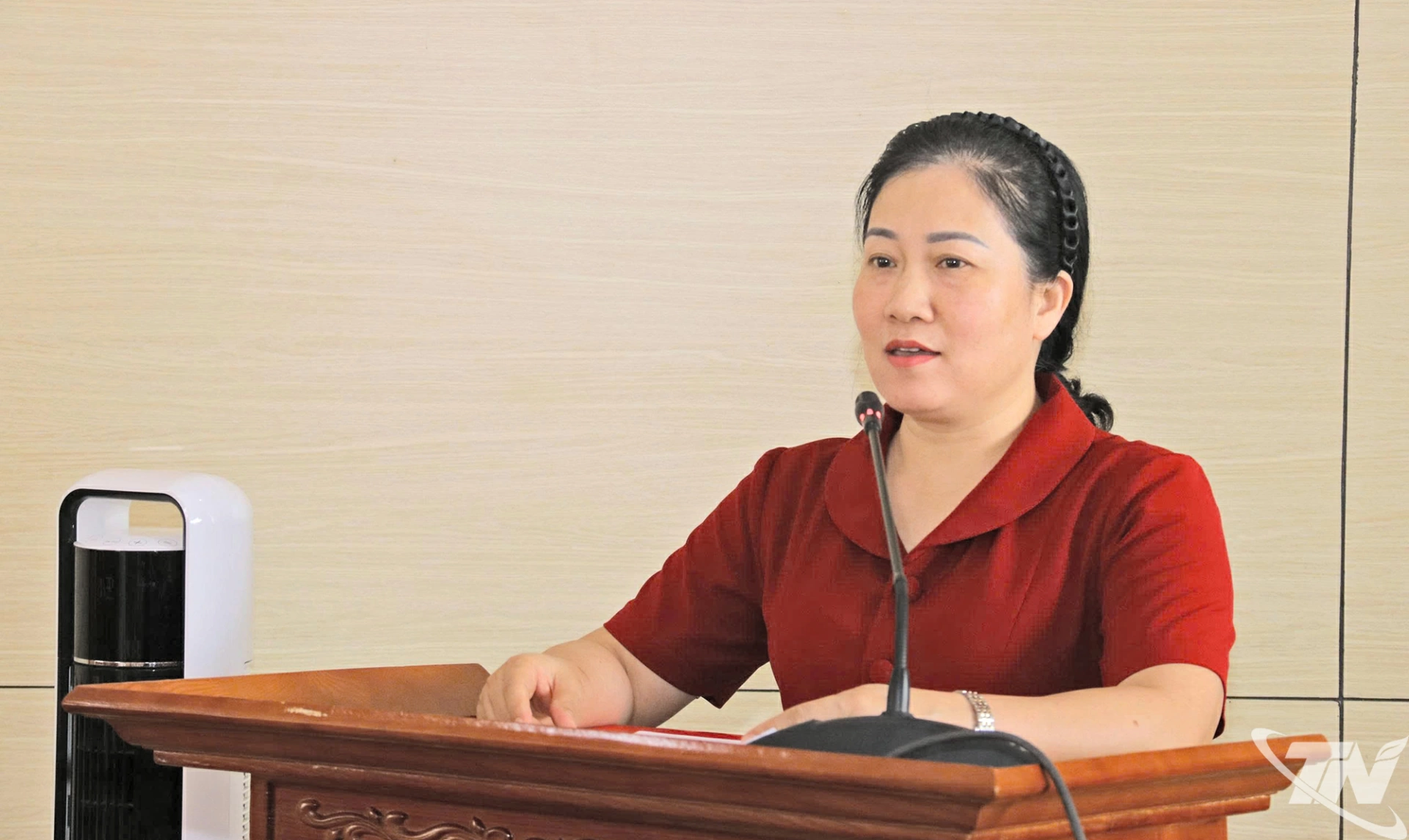 Đồng chí Trưởng ban Tuyên giáo và Dân vận Tỉnh ủy Đỗ Thị Minh Hoa phát biểu kết luận Hội nghị.
