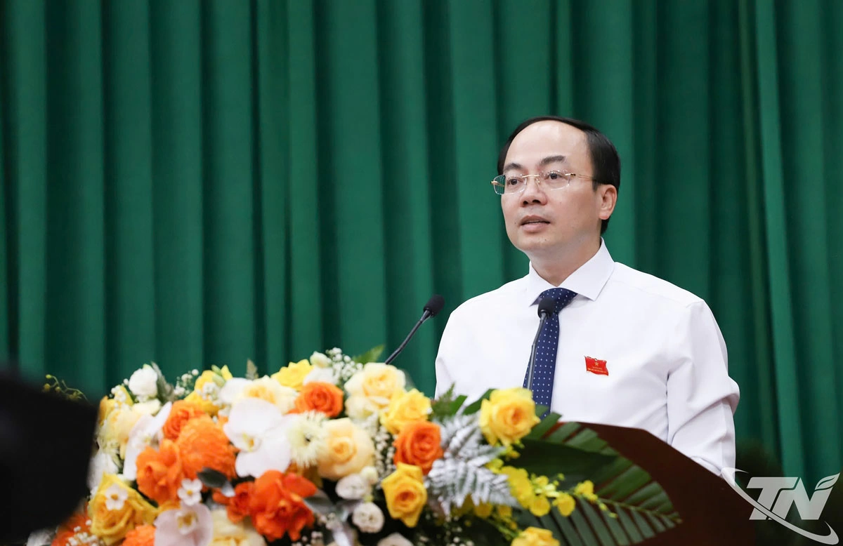 Đồng chí Nguyễn Đăng Bình, Phó Bí thư Thường trực Tỉnh ủy, Chủ tịch HĐND tỉnh Thái Nguyên, phát biểu khai mạc Kỳ họp.