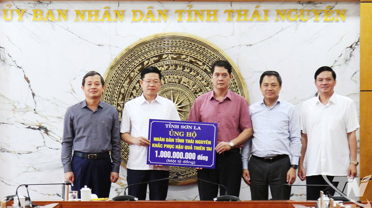 Tỉnh Sơn La hỗ trợ Thái Nguyên 1 tỷ đồng để hỗ trợ khắc phục thiệt hại do mưa lũ.