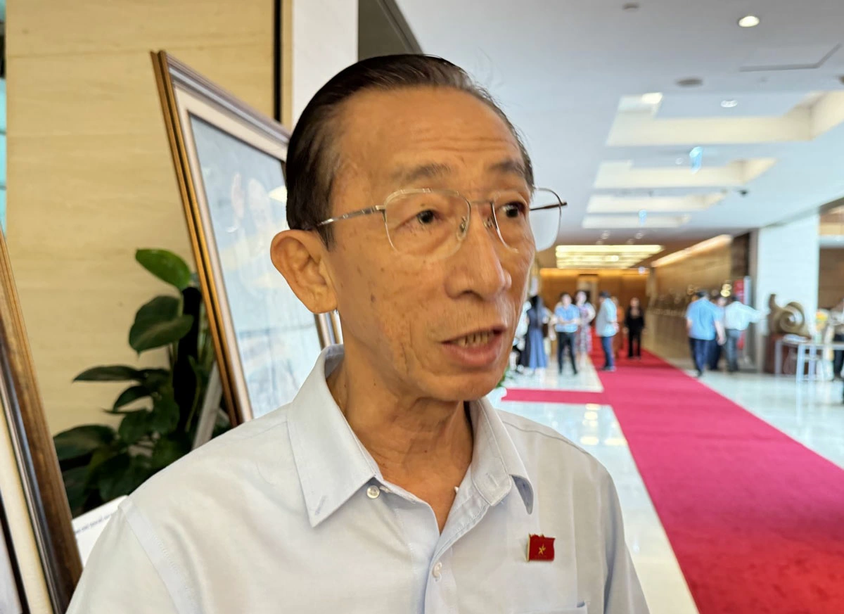 Đại biểu Trần Ho&agrave;ng Ng&acirc;n (Đo&agrave;n th&agrave;nh phố Hồ Ch&iacute; Minh) trả lời phỏng vấn b&ecirc;n h&agrave;nh lang Quốc hội.