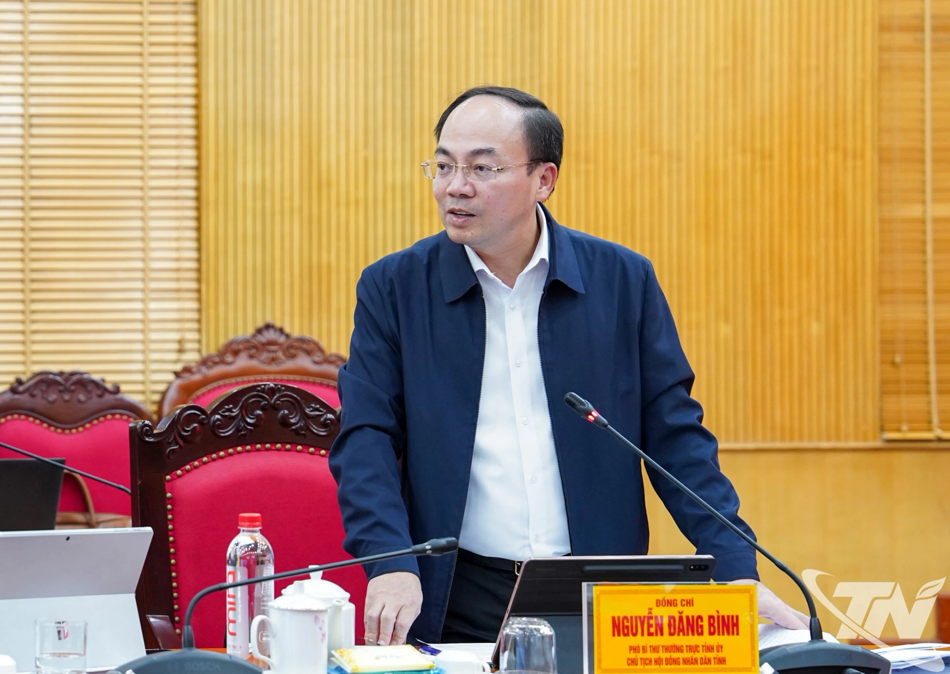 Đồng chí Phó Bí thư Thường trực Tỉnh ủy Nguyễn Đăng Bình phát biểu tại Hội nghị.