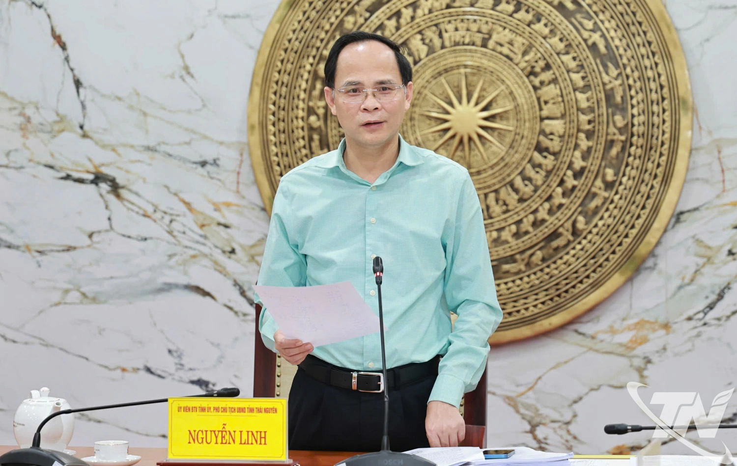 Đồng chí Phó Chủ tịch UBND tỉnh Nguyễn Linh phát biểu kết luận cuộc họp.