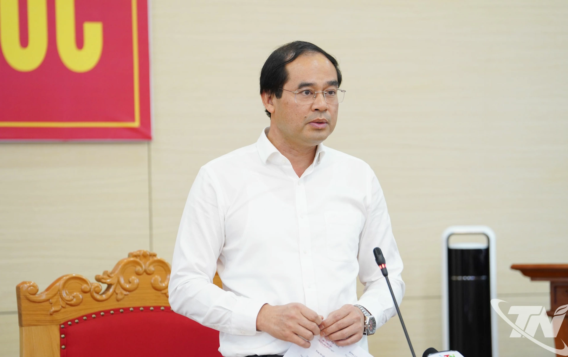 Đồng chí Bí thư Tỉnh ủy Trịnh Xuân Trường phát biểu chỉ đạo tại cuộc làm việc