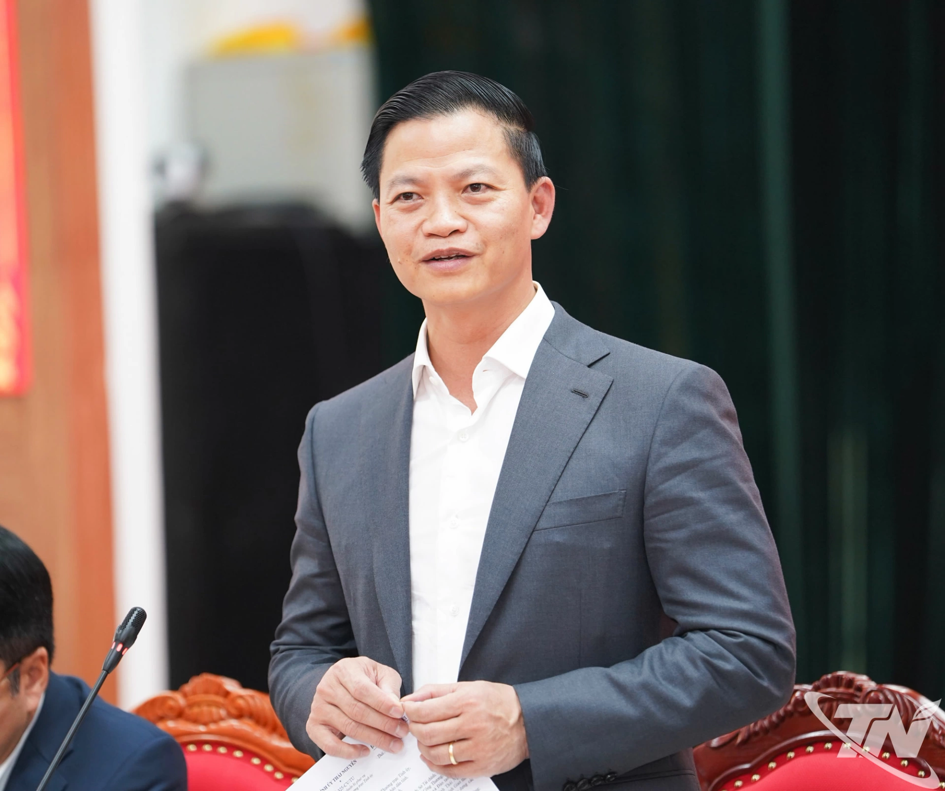 Đồng chí Vương Quốc Tuấn, Ủy viên dự khuyết Trung ương Đảng, Phó Bí thư Tỉnh ủy, Chủ tịch UBND tỉnh, phát biểu.