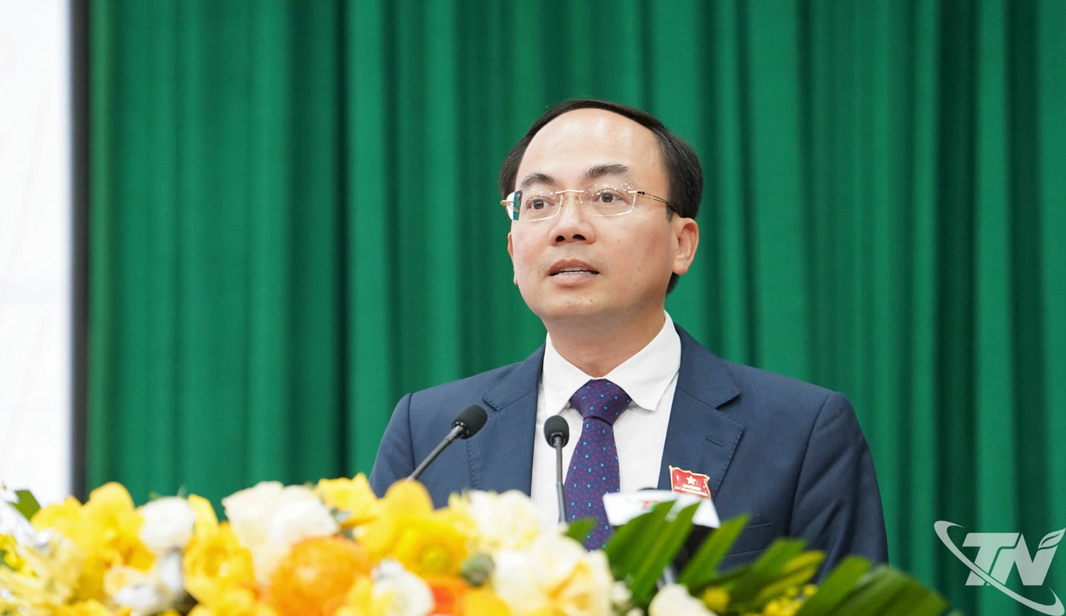 Đồng ch&iacute; Ph&oacute; B&iacute; thư Thường trực Tỉnh ủy, Chủ tịch HĐND Nguyễn Đăng B&igrave;nh tỉnh ph&aacute;t biểu khai mạc Kỳ họp.