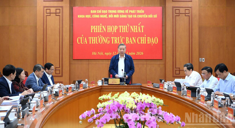 Tổng Bí thư Tô Lâm chủ trì Phiên họp thứ nhất năm 2026 của Thường trực Ban Chỉ đạo Trung ương về phát triển khoa học, công nghệ, đổi mới sáng tạo và chuyển đổi số.