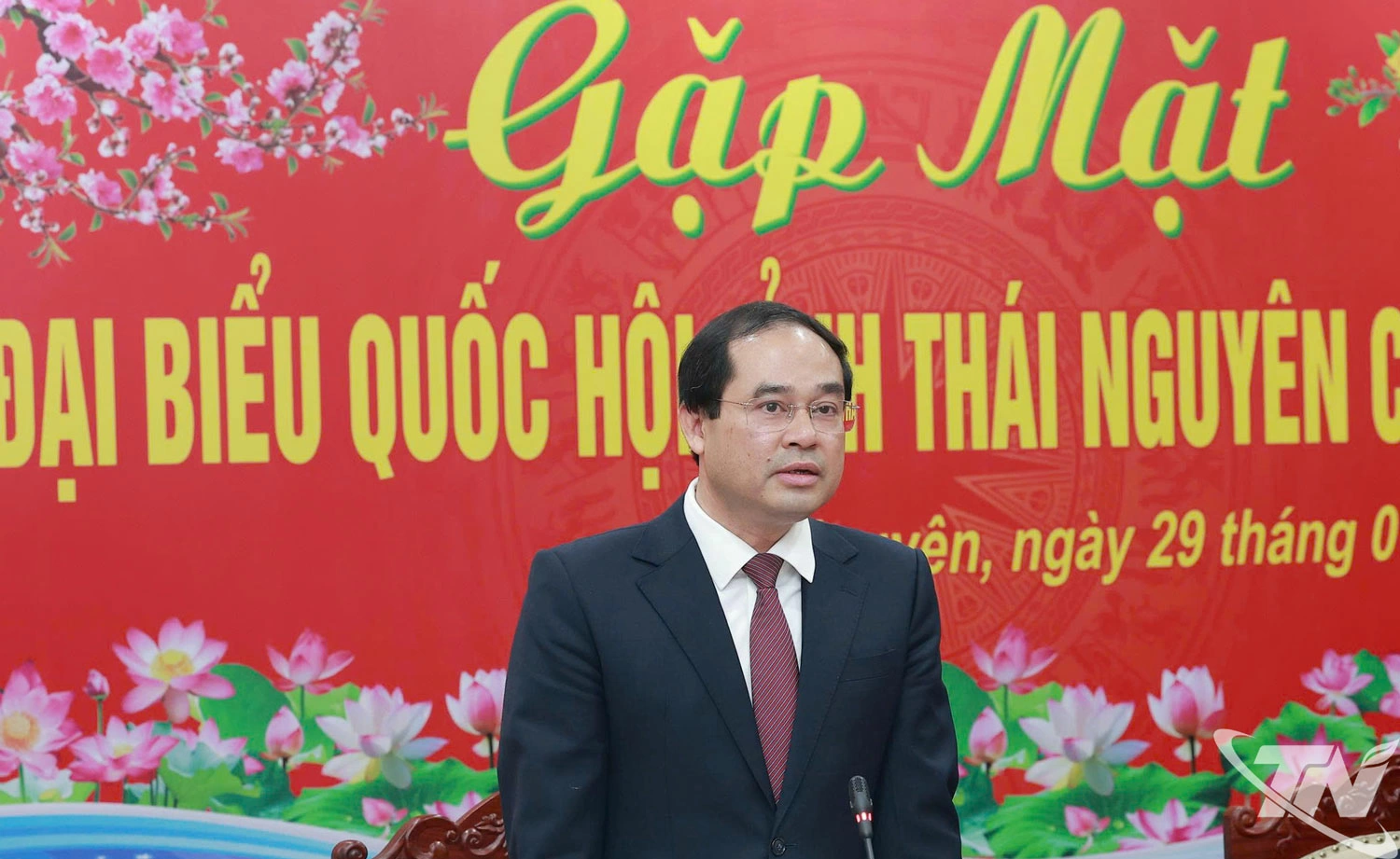 Đồng chí Trịnh Xuân Trường, Bí thư Tỉnh ủy phát biểu tại buổi gặp mặt.