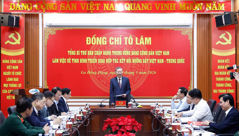 Tổng Bí thư Tô Lâm phát biểu tại buổi làm việc. (Ảnh: Thống Nhất /TTXVN)