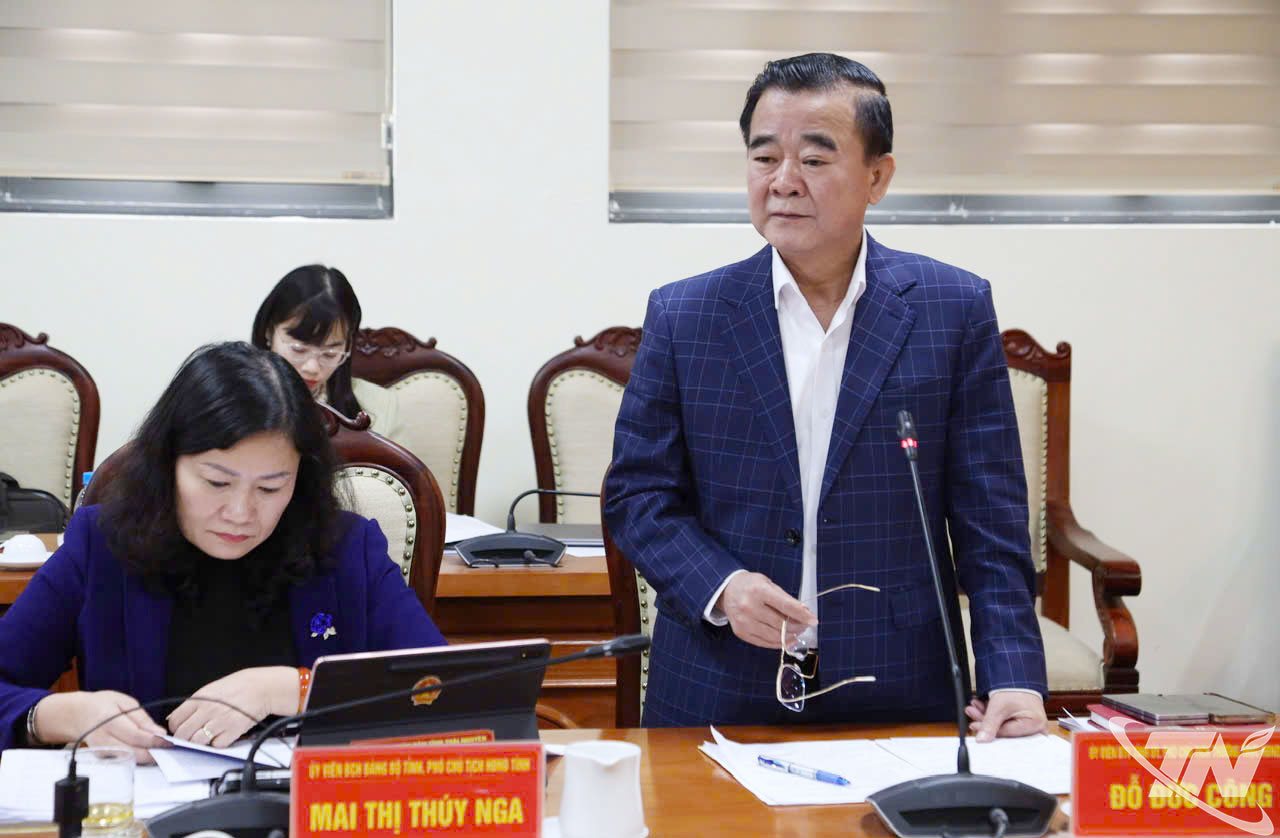 Đồng chí Phó Chủ tịch Thường trực HĐND tỉnh Đỗ Đức Công phát biểu kết luận Hội nghị.