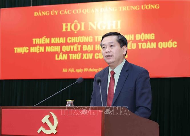 Đồng chí Nguyễn Long Hải, Ủy viên Trung ương Đảng, Phó Bí thư Thường trực Đảng ủy các cơ quan Đảng Trung ương phát biểu tại hội nghị.