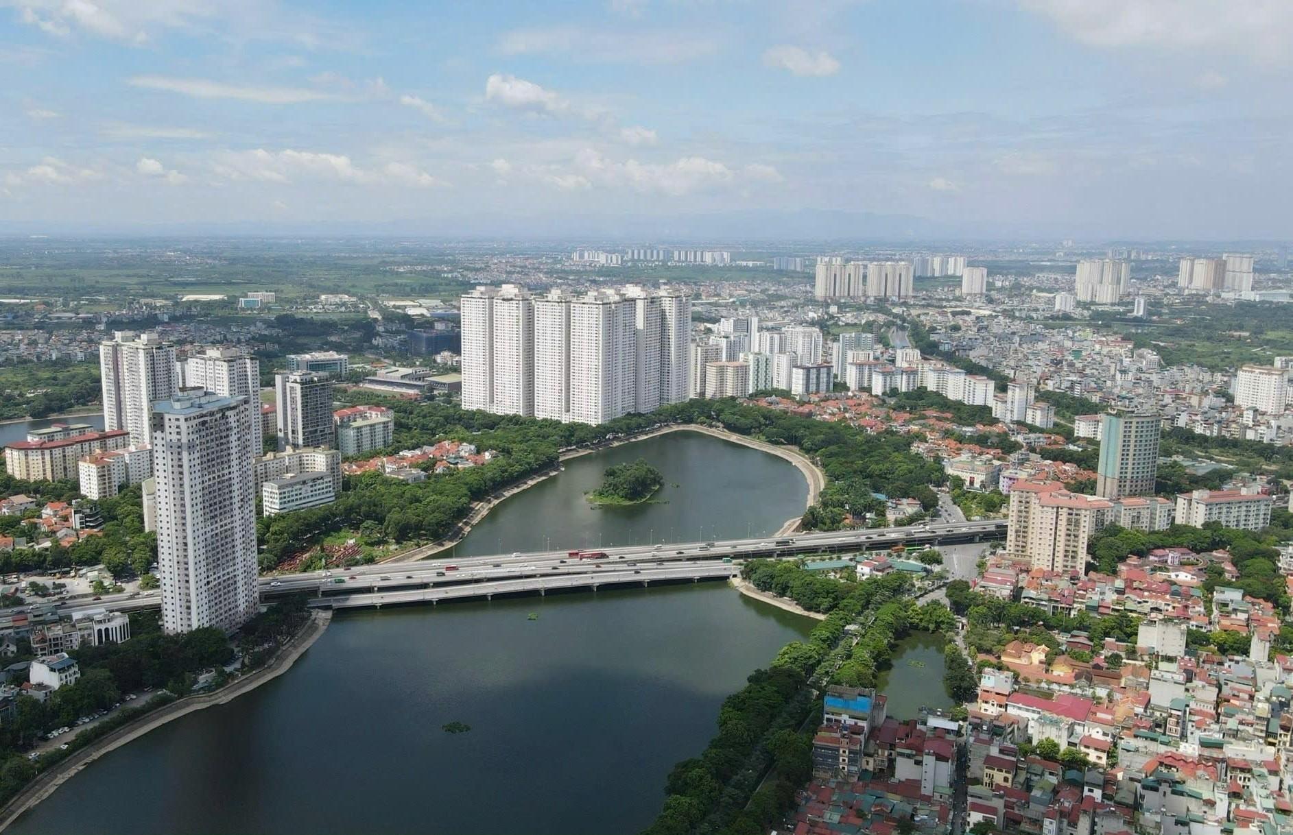 Một góc Hà Nội nhìn từ trên cao.