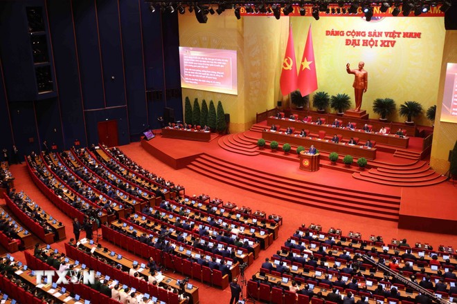 Quang cảnh phi&ecirc;n khai mạc Đại hội XIV của Đảng.