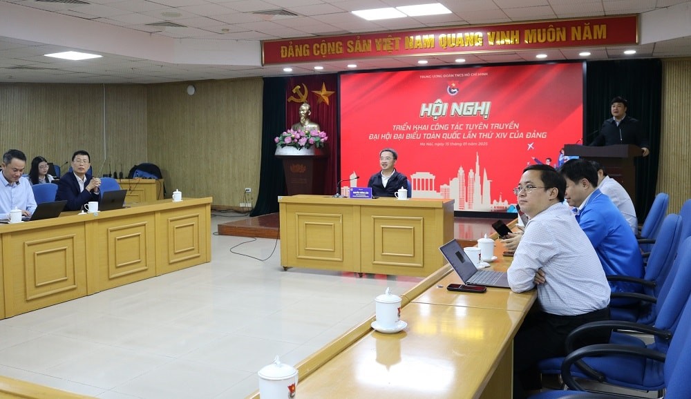 Quang cảnh điểm cầu tại Trung ương Đo&agrave;n.